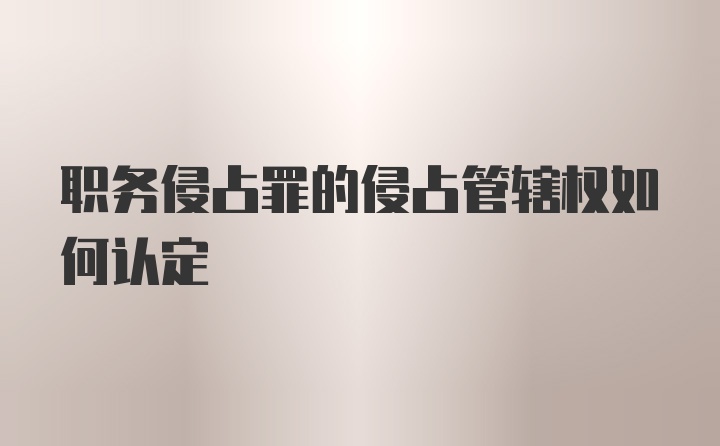 职务侵占罪的侵占管辖权如何认定