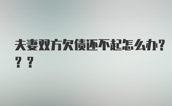 夫妻双方欠债还不起怎么办???