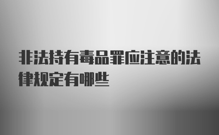 非法持有毒品罪应注意的法律规定有哪些