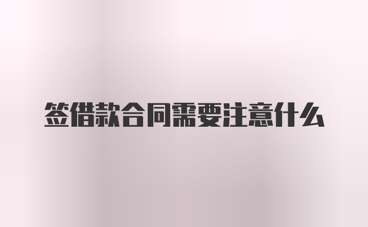 签借款合同需要注意什么