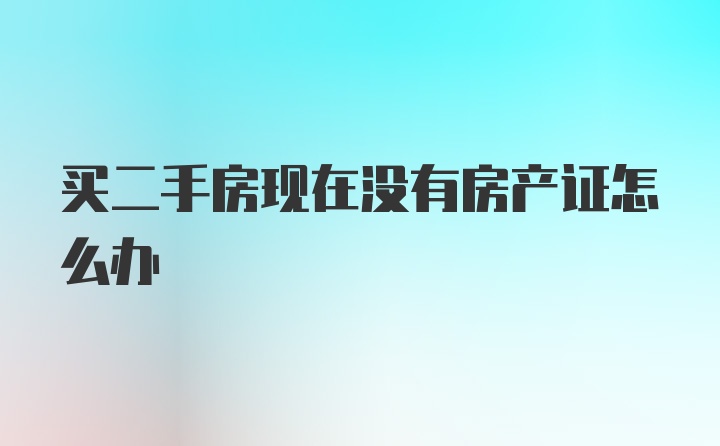 买二手房现在没有房产证怎么办