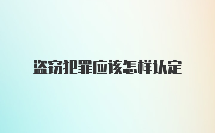 盗窃犯罪应该怎样认定