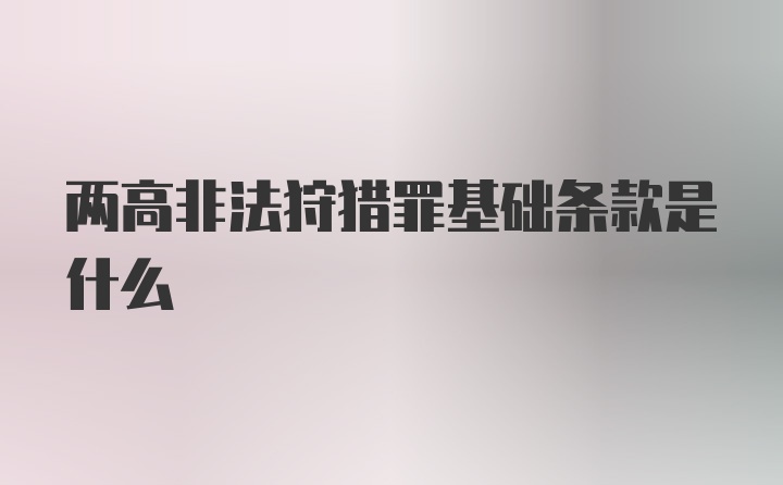 两高非法狩猎罪基础条款是什么