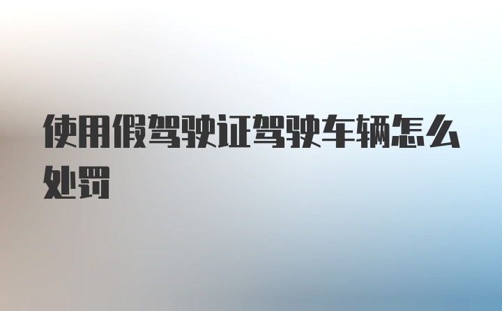 使用假驾驶证驾驶车辆怎么处罚