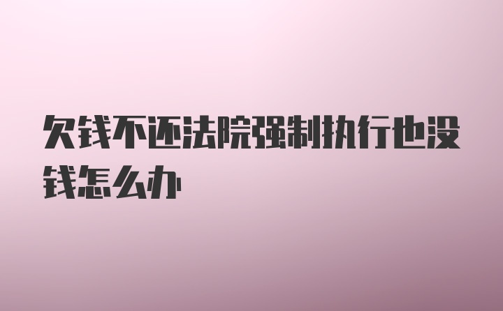 欠钱不还法院强制执行也没钱怎么办