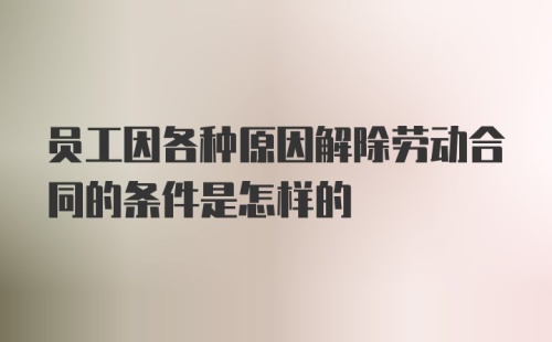 员工因各种原因解除劳动合同的条件是怎样的