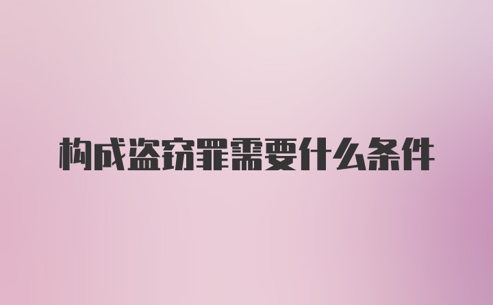 构成盗窃罪需要什么条件