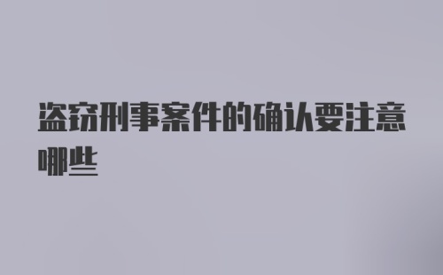 盗窃刑事案件的确认要注意哪些