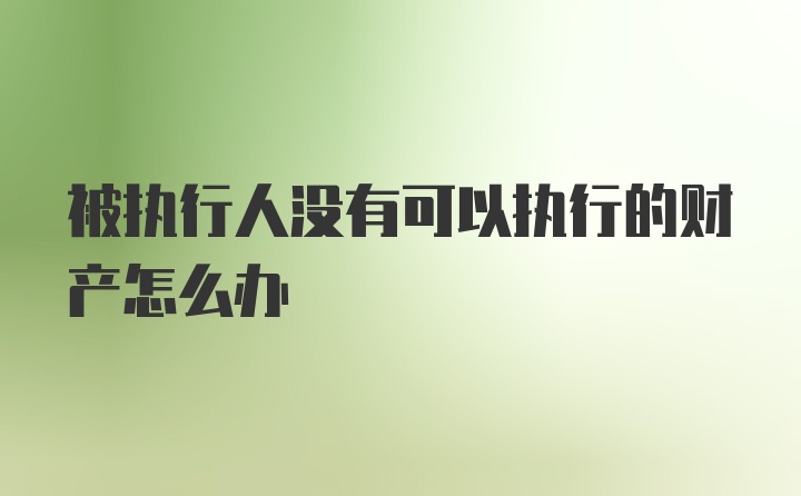 被执行人没有可以执行的财产怎么办