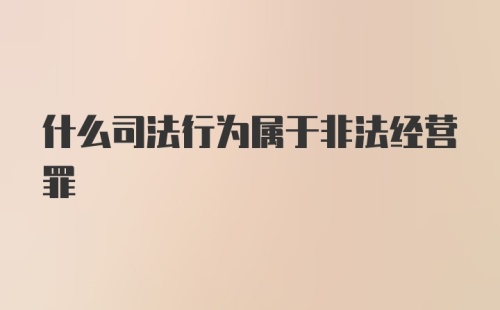 什么司法行为属于非法经营罪