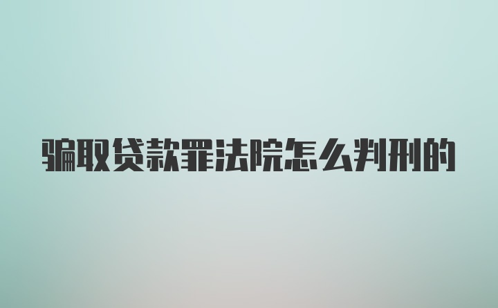 骗取贷款罪法院怎么判刑的