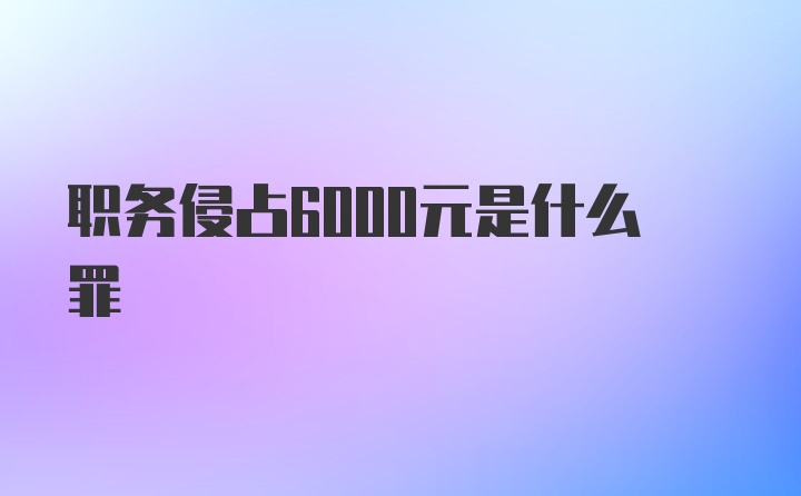 职务侵占6000元是什么罪