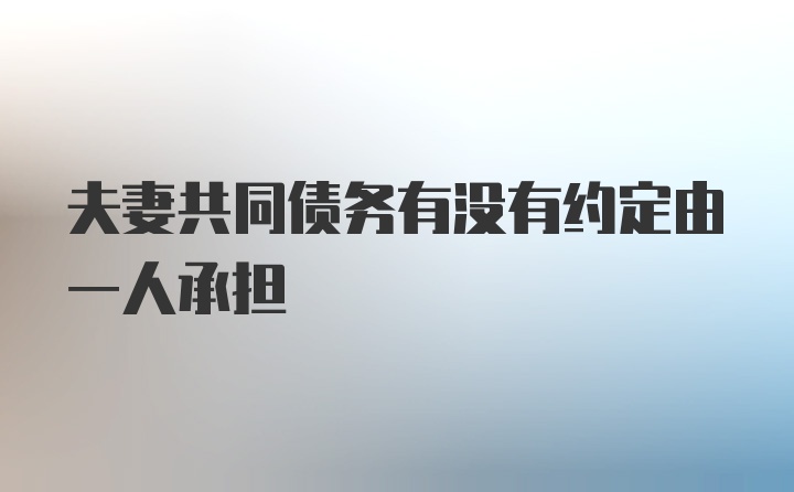 夫妻共同债务有没有约定由一人承担