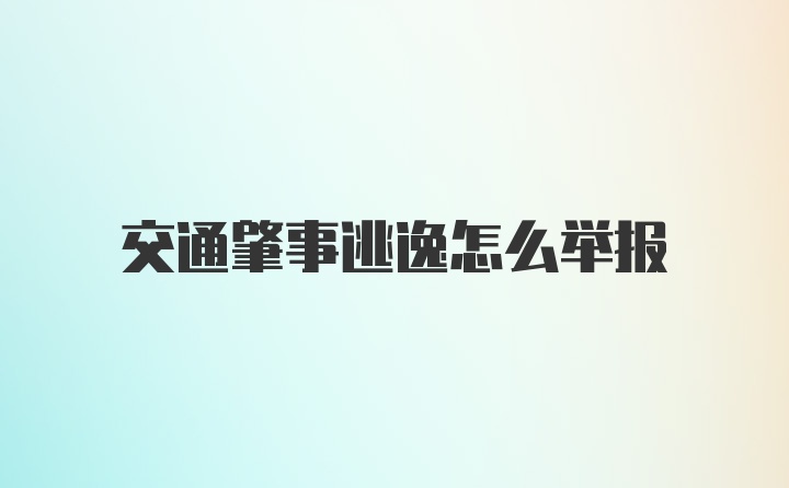 交通肇事逃逸怎么举报