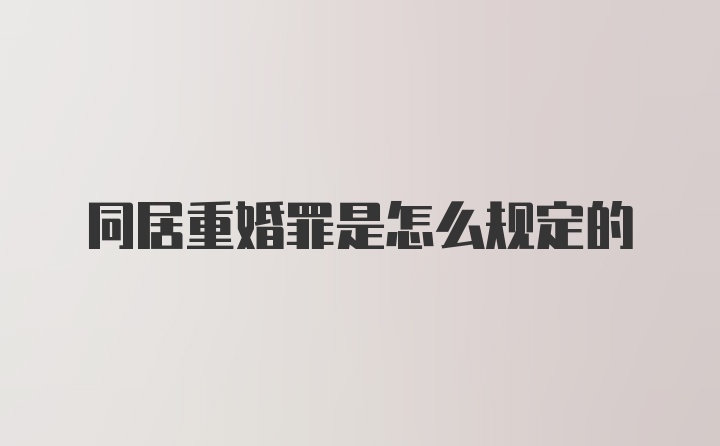 同居重婚罪是怎么规定的