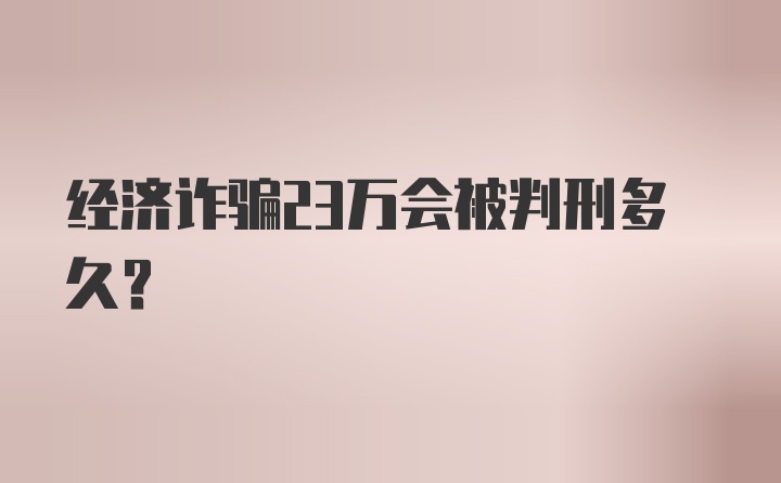 经济诈骗23万会被判刑多久？