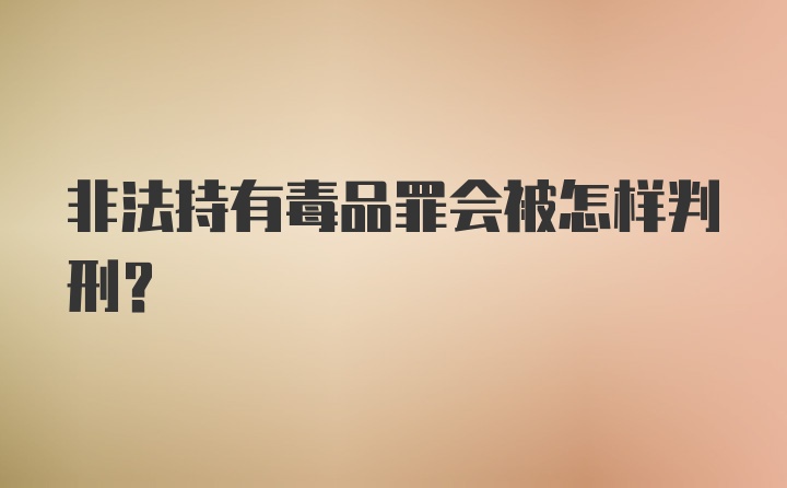 非法持有毒品罪会被怎样判刑？