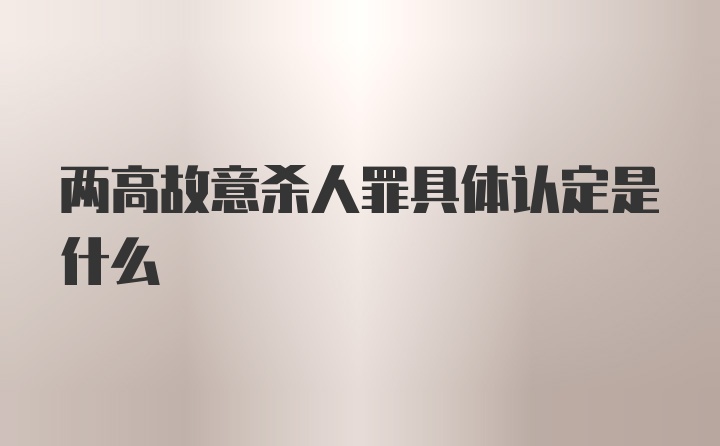 两高故意杀人罪具体认定是什么