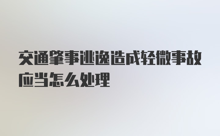 交通肇事逃逸造成轻微事故应当怎么处理