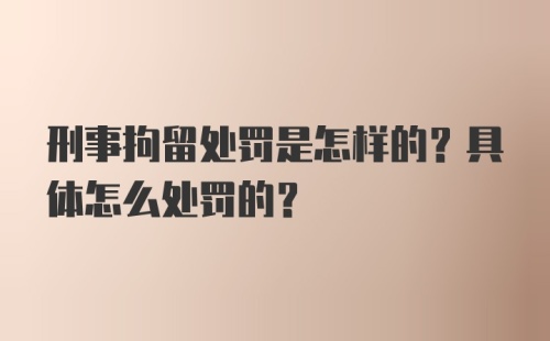 刑事拘留处罚是怎样的？具体怎么处罚的？