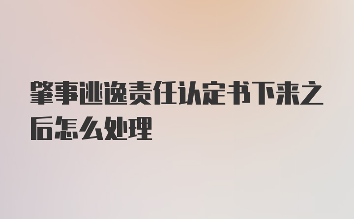 肇事逃逸责任认定书下来之后怎么处理