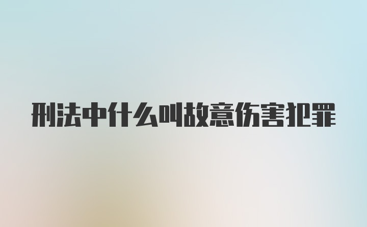 刑法中什么叫故意伤害犯罪