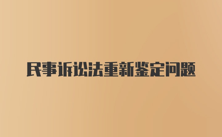 民事诉讼法重新鉴定问题