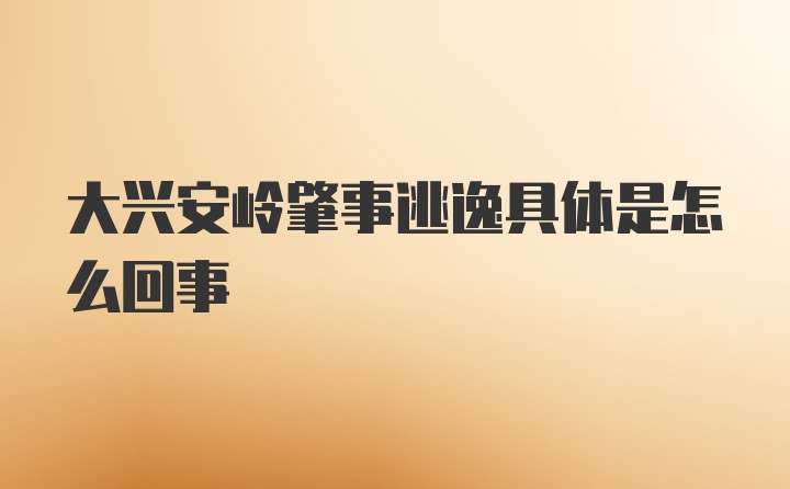 大兴安岭肇事逃逸具体是怎么回事