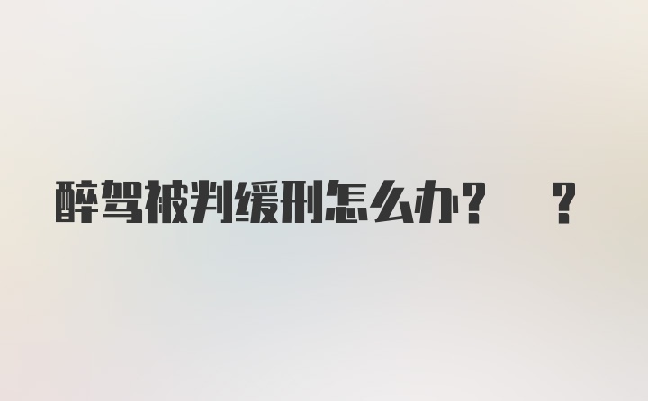 醉驾被判缓刑怎么办? ?