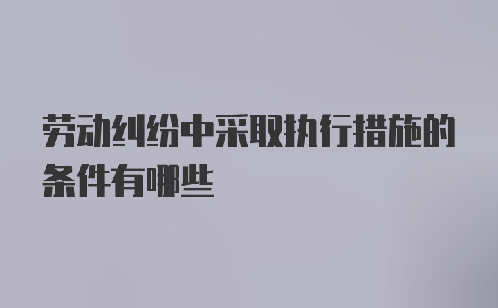 劳动纠纷中采取执行措施的条件有哪些