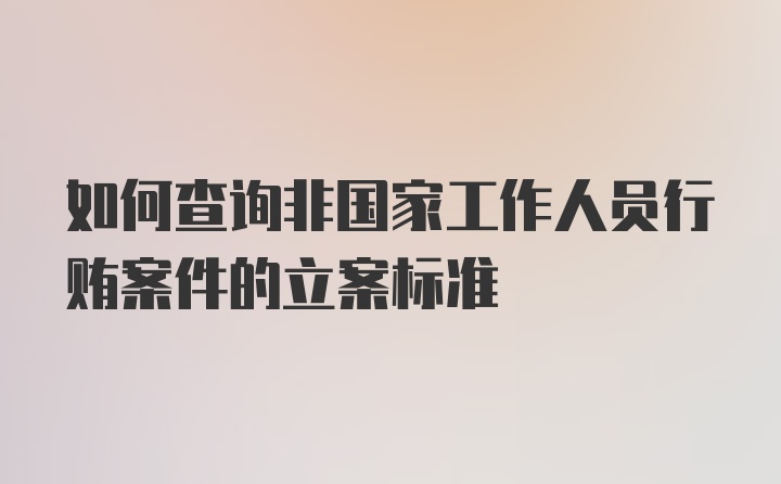 如何查询非国家工作人员行贿案件的立案标准