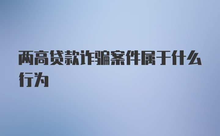 两高贷款诈骗案件属于什么行为