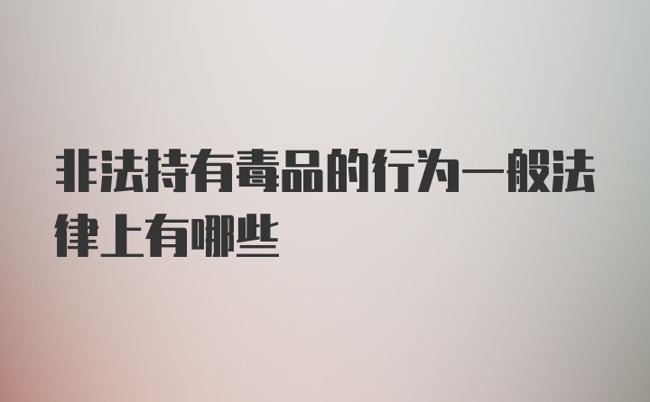 非法持有毒品的行为一般法律上有哪些