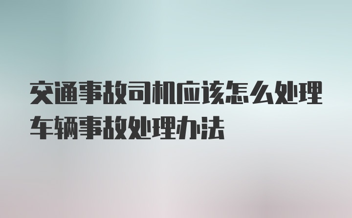 交通事故司机应该怎么处理车辆事故处理办法