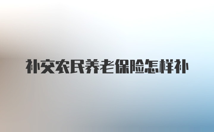 补交农民养老保险怎样补