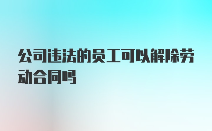 公司违法的员工可以解除劳动合同吗