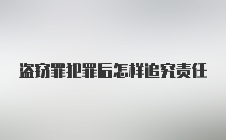 盗窃罪犯罪后怎样追究责任