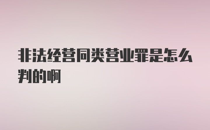 非法经营同类营业罪是怎么判的啊