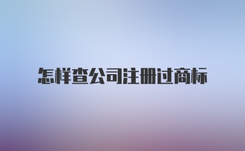 怎样查公司注册过商标