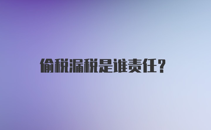 偷税漏税是谁责任？