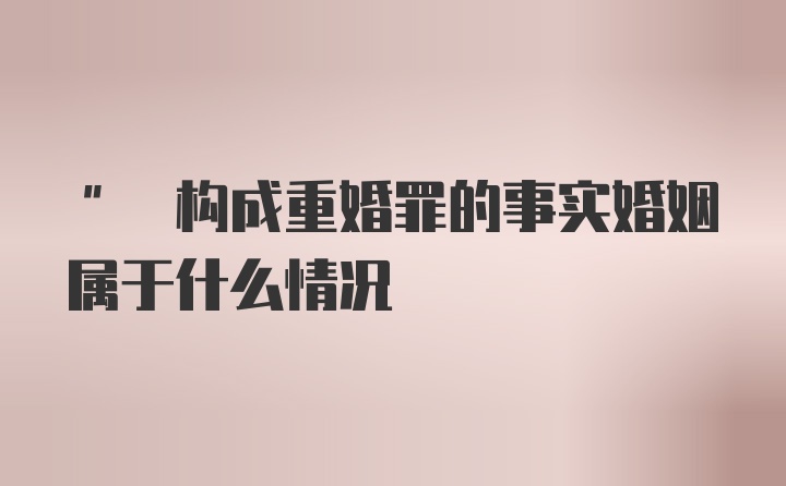 " 构成重婚罪的事实婚姻属于什么情况