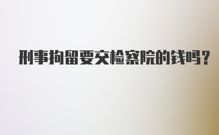 刑事拘留要交检察院的钱吗？