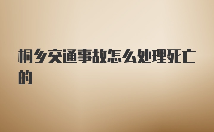 桐乡交通事故怎么处理死亡的