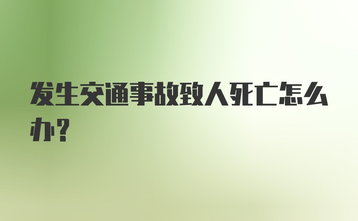 发生交通事故致人死亡怎么办？