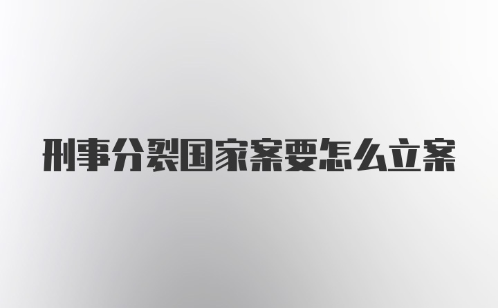 刑事分裂国家案要怎么立案