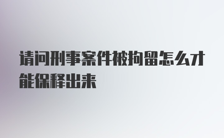 请问刑事案件被拘留怎么才能保释出来