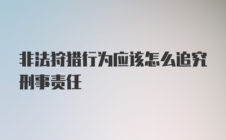 非法狩猎行为应该怎么追究刑事责任