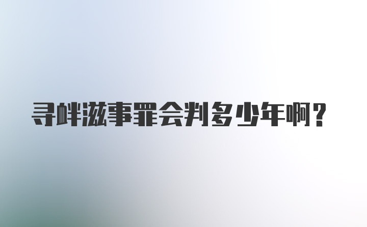 寻衅滋事罪会判多少年啊？