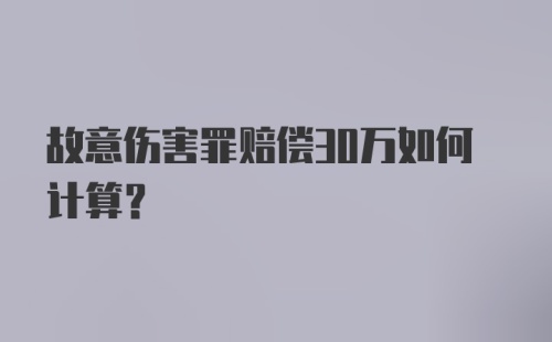 故意伤害罪赔偿30万如何计算?