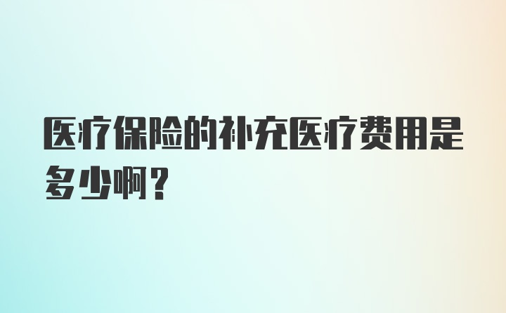 医疗保险的补充医疗费用是多少啊?